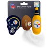 BEST PLUSH CAT TOY NFL PITTSBURGH STEELERS Complete Set of 3 piece Cat Toys filled with Fresh Catnip. Includes: 1 Helmet Cat Toy, 1 Football Cat Toy with Feathers & 1 Beer Bottle. Beautiful Team LOGOS