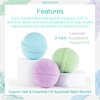 SpaRoom Soothe and Relax Handmade Natural Essential Oil Aromatherapy Bath Bombs, Set of 3, Lavender, Eucalyptus and Peppermint