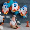 6 Pcs Rocket Balloons for Kids,Blue Rocket Foil Balloons,Outer Space Balloons,Flying Mylar Foil Balloons Space Decorations for Kids Baby Shower Universe Space Themed Birthday Party Decor