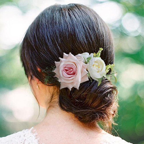 Fangsen Boho Silvery Baby Pink White Rose Floral Comb With Hair Comb Floral Hair Accessories Christmas Festival Headpiece Women Girls Party