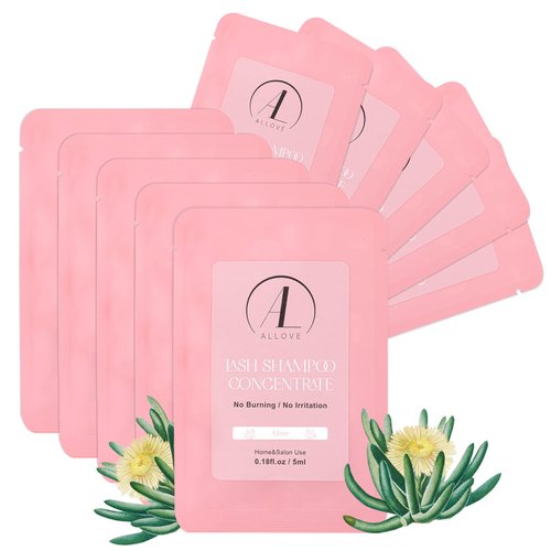 ALLOVE Lash Shampoo Concentrate 5ml*10 Lash Shampoo for Lash Extensions Sensitive and Non-irritation Lash Extension Cleanser Concentrate Lash Shampoo Salon & Home Use - Aloe