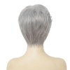 Salaibs Grey Short Curly Wigs for Women with Bang Natural Looking Gray Synthetic Hair Wig for Daily Party Use