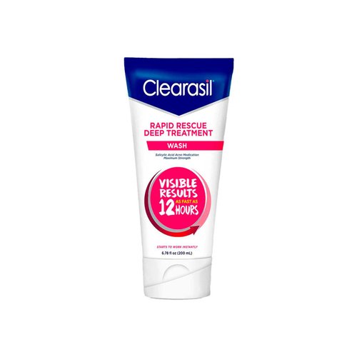 Clearasil Rapid Rescue Deep Treatment Acne Face Wash, Maximum Strenght with 2% Salicylic Acid Acne Medication, Acne Facial Cleanser, 6.78 fl oz