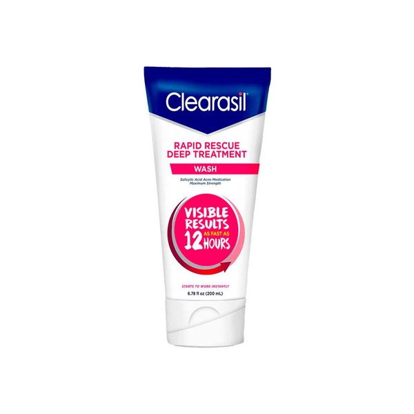 Clearasil Rapid Rescue Deep Treatment Acne Face Wash, Maximum Strenght with 2% Salicylic Acid Acne Medication, Acne Facial Cleanser, 6.78 fl oz