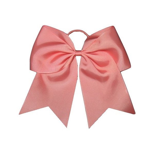 New "CORAL" Cheer Bow Pony Tail 7 Inch Girls Hair Bows Cheerleading Dance Practice Football Games Competition Birthday Solid Color Grosgrain Ribbon