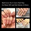 300PCS Short Coffin Nail Tips, Half Cover No C Curve Nail Tips, 12 Sizes Full Matte Coffin Nails Tips for Acrylic Nails Professional, Acrylic Short Press on nails for Nail Extension at Home DIY Salon
