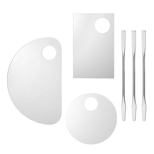 Beautifultracy 6 Pcs Makeup Mixing Palette Makeup Palette Tray Foundation Mixing Palette Acrylic Palette Foundation Palette Included Makeup Spatula Tool for Foundation Pigment Blending (White)
