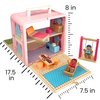 BR Play Wooden Dollhouse - Portable and Foldable Doll House with Little People Figurines & Dollhouse Accessories - Classic Preschool & Toddler Toy with Dollhouse Furniture & Pretend Swing Playset.