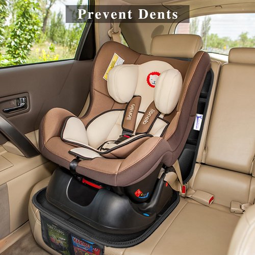 Gowhalle Car Seat Protector, Non-Slip Rubber Padded Backing Seat Protector for Child Seats, Waterproof Thickest Padding Car Seat Protector Under Baby Seat - No Imprint (Black-Ⅰ-1pcs)