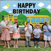 LLMSIX Wheels on The Bus Birthday Decorations School Bus Birthday Party Decorations Yellow School Bus Birthday Party Decoration Backdrop Banner for Boys Girls Birthday Favor Car Bus Train Theme Party
