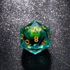 YEMEKO Beholder'S Eye DND Dice- Dragon Eye Liquid Core Sharp Edge Handmade Dice Set for Dungeons and Dragons Ttrpg, Multi-Sided RPG Polyhedral Resin Roleplaying （Green Dragon Eyes）