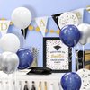 OuMuaMua 62pcs Silver Navy Blue Balloons Kit - 12 Inches Silver Blue Party Decoration Balloons for Baby Shower Birthday Wedding Party Decorations Supplies