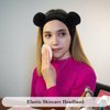 Ondder 2 Pcs Bear Ears Skincare Headbands Cure Makeup Headband Black Spa Headband for Washing Face White Face Wash Headband Facial Headband Head Band Hair Band for Makeup Cosmetic Spa Party