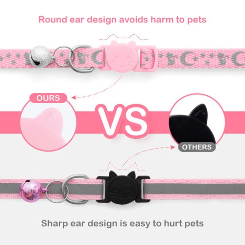 LLHK 2 Pack Breakaway Cat Collars & 2 Pcs Name Tags,Reflective Safety Kitten Collar with Bell,for Girl Boy Male Cats,Adjustable 7''-12'', Personalized ID Tag,Pet Supplies,Accessories