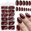 AddFavor Oval Press on Nails Short Fake Nails, 240pcs Burgundy Nails Press on Almond False Nail Full Cover Acrylic Nail for Women and Girls