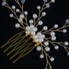 JWICOS Bride Pearl Wedding Hair Comb Bridal Side Comb Hair Clips Headpiece Wedding Hair Accessories for Women and Girls (Gold)