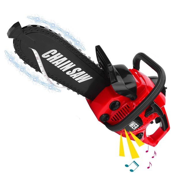 Liberty Imports Toy Chainsaw for Kids, Power Construction Tool Electric Chainsaw Pretend Play Set with Pull Cord, Rotating Chain and Realistic Sounds