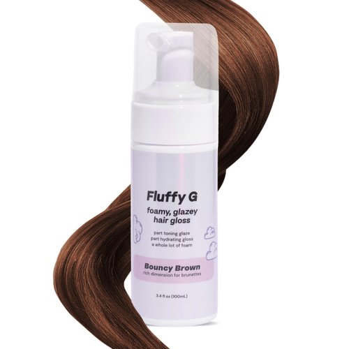 Hally Hair Fluffy G Hair Gloss, (Brown) - 3.4 fl oz Hair Color Glaze for Brown, Black & Color-Treated Hair - High Shine Shiny Hair Products for Vibrant, Fluffy & Fuller-Looking Hair