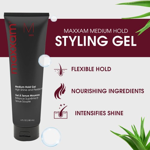 Maxxam Flexible Medium Hold Non-Flaking Styling Gel, Sculpting Hair Gel with All Day Hold For Men 6 Fl Oz
