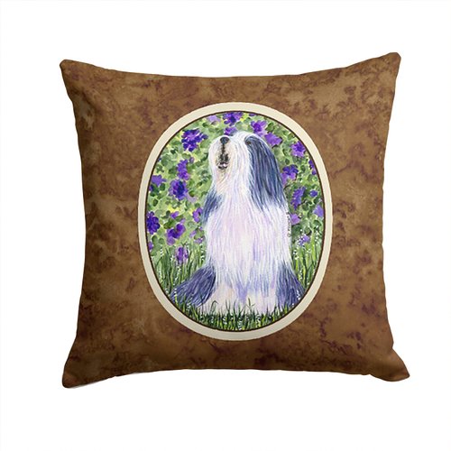 Caroline's Treasures SS8602PW1414 Bearded Collie Fabric Decorative Pillow Machine Washable, Indoor Outdoor Decorative Pillow for Couch, Bed or Patio, 14Hx14W