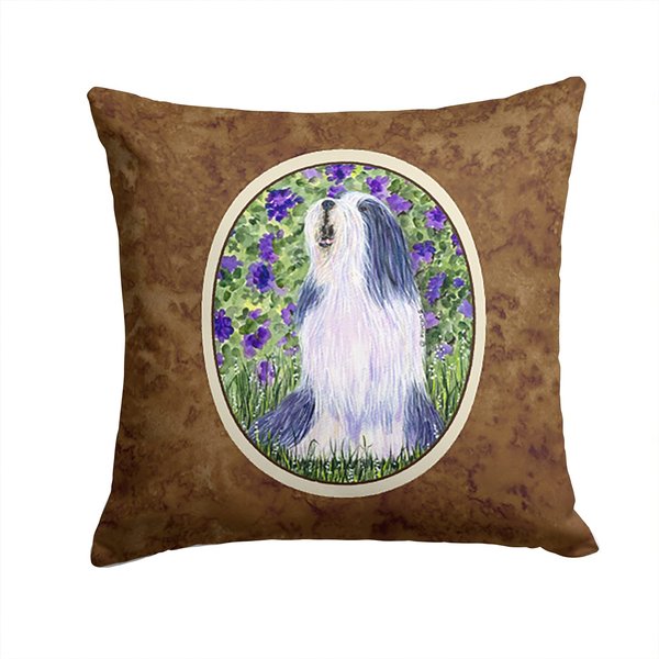 Caroline's Treasures SS8602PW1414 Bearded Collie Fabric Decorative Pillow Machine Washable, Indoor Outdoor Decorative Pillow for Couch, Bed or Patio, 14Hx14W