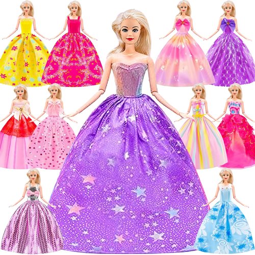 ZITA ELEMENT Lot 5 Handmade Fashion Party Dress Outfit for 11.5 Inch Girl Doll Clothes Xmas Gift- Random Style.