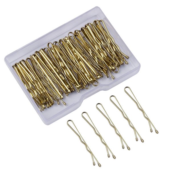300 Pcs 3.5 cm Mini Bobby Hair Pins Metal Non-Slip Hair Clips with Clear Box for Kids Golden