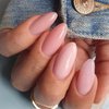 GLAMERMAID Nude Pink Press on Nails Medium Almond, Natural Jelly Gel Nails Pure Stiletto Fake Nails with Design, Short Oval Stick Glue on Nails Tips for Women, Reusable Acrylic Daily False Nail Kits