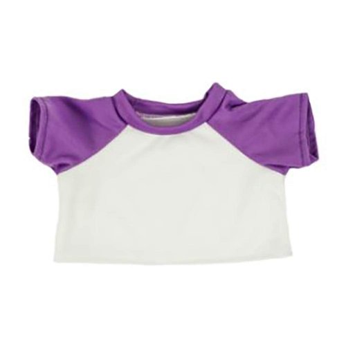 White T-Shirt with Purple Sleeves Raglan Shirt Top Fits Most Stuffed Animals 14" to 18"