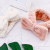 YISSION 2PCS Spa Headband with Bow No Slip Head Band for Face Wash Makeup Skincare Facial Headband Elastic Hair Band Microfiber Headbands for Women Girls (White Pink)