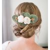 FIDDY898 Wedding Bridal Comb Camellia Hair Comb Ranunculus Green leaf Floral Clip Headpiece Head-comb