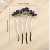 Jumwrit Wedding Crystal Flower Floral Hair Comb Silver Rhinestone Teardrop Hair Side Comb Vintage Bride Bridesmaid Headpiece Bridal Jewelry Hair Clip Comb for Women Girls(Purple)