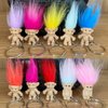 Yintlilocn 10Pack Cute TROLL DOLLS Key ring Crazy Colour Hair Figurine Kids Toy Party Decoration Good Luck Dolls Keychain Key holder