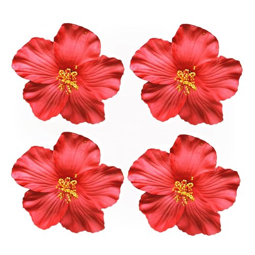 YSSZAM 4Pcs Red Hawaiian Flower Hair Clip for Women Girls Fashion Bohemian Flowers Hair Accessory for Dancer Bridal Wedding Beach Party 8 cm