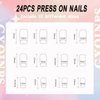 Press on Nails Short Square Fake Nails White French Tip False Nails with Heart Designs Pink & Nude Acrylic Nails Glossy Artificial Nails Gold Glitter & Rhinestones Glue on Nails for Women 24Pcs