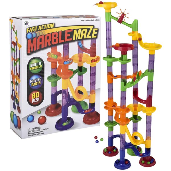 80 pipeces Marble Run Building Toys for Kids - STEM Science Kit Toys for Boys and Girls, Great Educational Toys for 3+ Year Old, Ideal as Birthday Gifts, Surprise Gift (80-Piece)