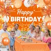 62pcs Orange Birthday Decorations Orange Happy Birthday Banner Balloons Arch Kit Star Foil Balloons Orange Birthday Backdrop Tablecloth Halloween Fall Thanksgiving Birthday Decoration Supplies