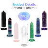 Luckeeper 7 PCS Healing Crystal Wands | 2" Amethyst, Rose Quartz,Clear Quartz,Black Obsidian,Green Fluorite, Lapis Lazuli,Rainbow Fluorite| 6 Faceted Reiki Chakra Meditation Therapy