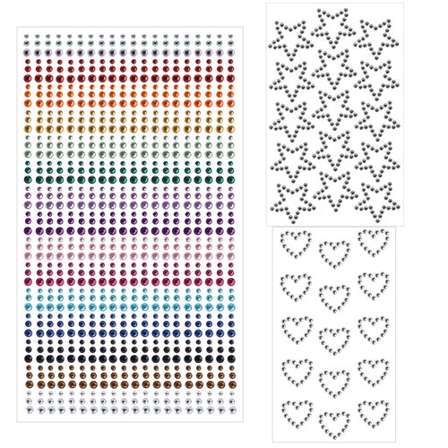 Fatsorl 3 Sheets Face Gem Stickers Set Mixed Shape Crystal Self Adhesive Rhinestones Face Jewel Stick on Rhinestone Makeup for Women, Girls