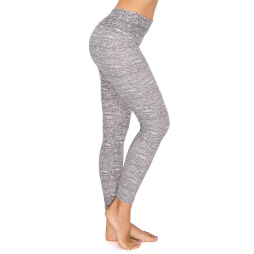 Leggings Depot Women's 7/8 Workout Leggings Tummy Control Active Yoga Pants-P532, Space Dye Lightgrey, Medium