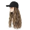 Yunkang Baseball Cap Wig Long Natural Wavy Hair Extensions With Hat Heat Resistant Synthetic Fiber Extensions Adjustable Hat Wig for Women Girls (B-M Brown blonde)