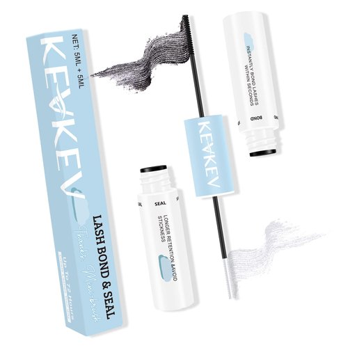 Lash Bond and Seal Cluster Lash Glue for Lash Clusters Mascara Wand Eyelash bond and Seal Lash Glue Strong Hold for 72 Hours Waterproof Avoid Stickness(5ml+5ml)