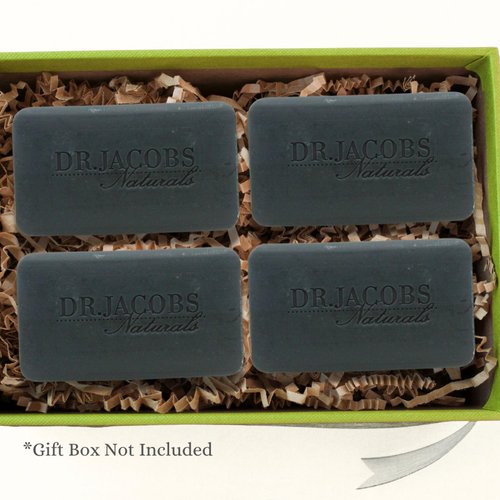 DR.JACOBS NATURALS Castile 5 oz Bar Soap for Face and Body Triple Milled Loofah Exfoliating Vegan (Muddy Charcoal)(4-pack)