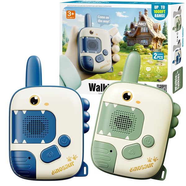 Toys for 4-12 Year Old Boys Girls,2 Pack Cute Dinosaur Walkie Talkies with Wearable Lanyard for Outdoor Camping,Birthday Gifts for 5-7 6 8 9 Year Old Kids,Christmas Stocking Stuffers for Kids Toys