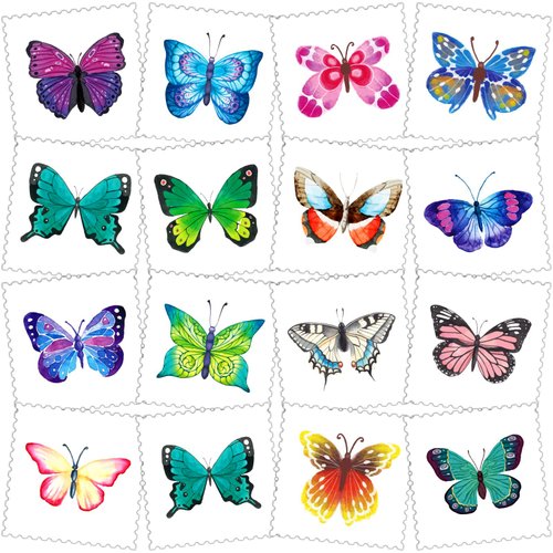 30 Sheets (360pcs) Butterflies、Mermaid、Sea Animals waterproof Temporary Tattoos For Kids,Mixed St...