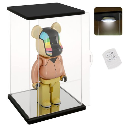 NONEMEY Clear Acrylic Display Case with Remote Control Light for 400% Bearbrick, Dustproof Model Showcase Organizer Box, Display Case for Collectibles Bearbrick (6×4.7×12.6inch,15×12×32cm)