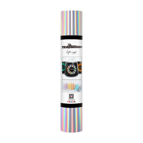 TECKWRAP Holographic Chrome Bubble Free Adhesive Vinyl Permanent Holographic Vinyl with Air Channels 1ftx5ft, for DIY Craft Decal, Silver