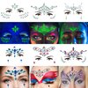 Face Gems, 6 Sheets Face Jewels Stick On, 30g Chunky Glitter, Rhinestones Noctilucent Stickers Temporary Tattoos-Eye Body Euphoria Makeup Rave Clothes Carnival Festival Outfit (3Luminous)