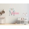Nursery Elephant Face Custom Name & Initial Wall Decal - Personalized Name Wall Art Decor - Nursery Wall Sticker - Wall Decal for Baby Room playroom Decoration (Wide 40"x29" Height Inches)