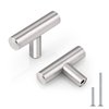 Probrico (25 Pack Euro Style T Bar Single Hole Brushed Nickel Cabinet Knobs, Stainless Steel Kitchen Cabinet Pulls Dresser Knobs, 2 Inch Total Length
